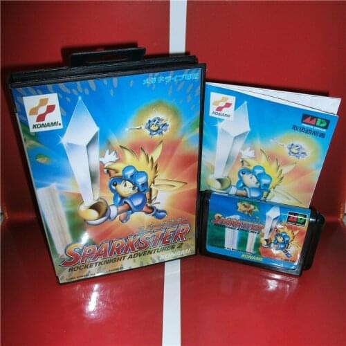 MD games card - Sparkster 2 Japan Cover with Box and Manual for MD MegaDrive Genesis Video Game Console 16 bit MD card