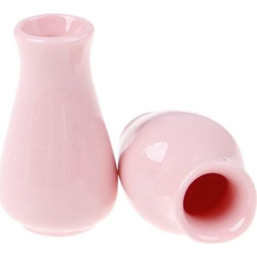 1 Set(2pcs) Kitchen Ceramic Ornament Decora vase Dollhouse Miniatures 1:12 Mini Ceramic Pot DIY Handmade Doll House