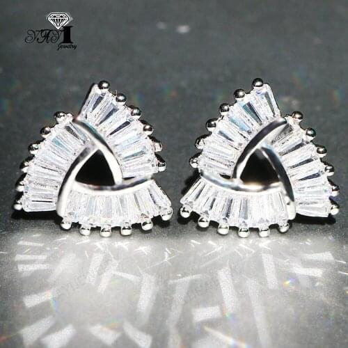 YaYI Fashion Princess Cut White Natural Gemstones Cubic Zirconia Silver Color Wedding Party Ear Stud Precious Tassel Earrings