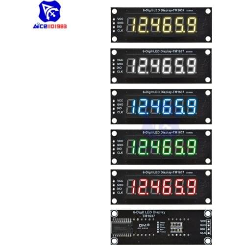 Diymore 0.36 inch TM1637 6 Bits 7 Segment Digital LED DIsplay Module I/O Interface 5 Color Available for Arduino