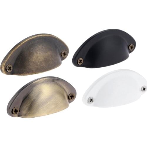 5sets Mini Shell shape Handle Pulls Antique Bronze/White/Black/Brushed Alloy Knobs w/screws 50x20mm Drawer Cabinet Jewelry Chest