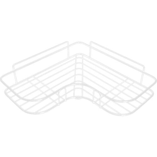 Bathroom Wall-Mounted Corner Frame Shower Shelf Wrought Iron Shampoo Storage Holder Punch-Free Kitchen Storage