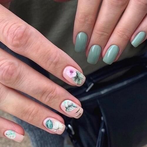 2021 New 3D Nail Art Stickers Bohemia Blue Pink Big Leaf Butterfly Image Nails Stickers for Nails Sticker Decorations Manicure