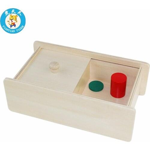 Montessori Baby Educational Teaching Aids Infant Toddler Wooden Box With Sliding Lid Size 30*16.5*10 cm