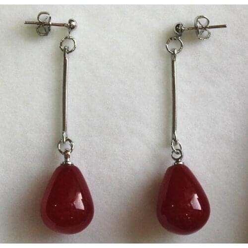 Wholesale simple and beautiful 12*16mm red jades earring
