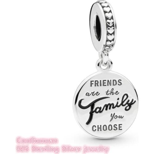 Autumn 100% 925 Sterling Silver Friends Are Family Dangle Charm beads Fits Original Pandora bracelets Jewelry Making