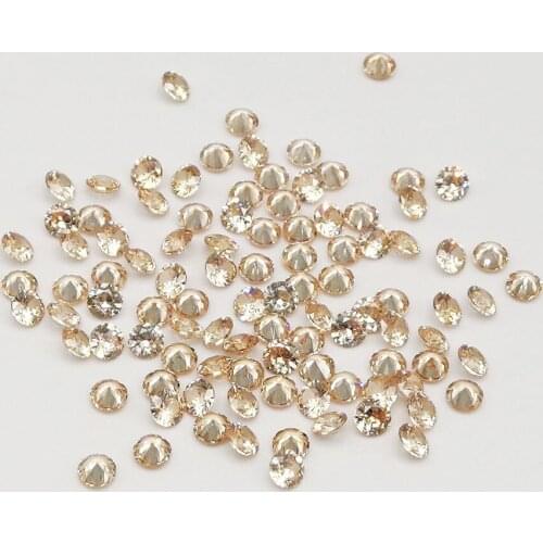 Pick Size 1.0-3.0mm 500pcs/Bag Champagne Cubic Zirconia Stone Round Cut Loose CZ Synthetic Gems