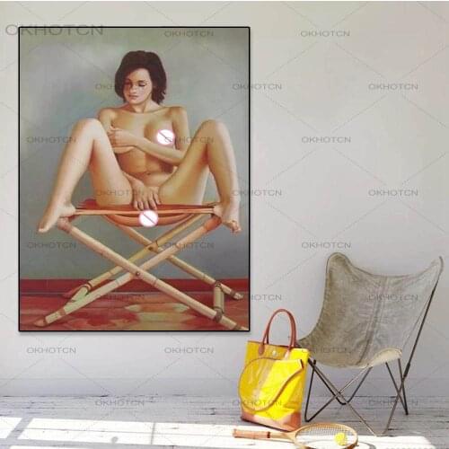 Canvas Print Wall Posters Sitting Naked Girls Custom Portrait Oil Painting Modern Home Decoration for Wall Picture No Frame