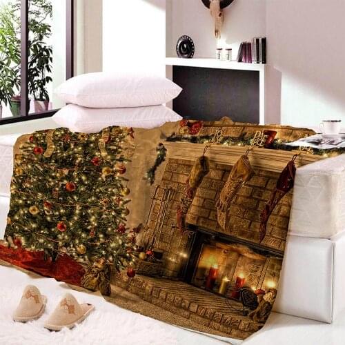 Custom Merry Christmas Thin Nap Blanket Super Soft For Bed Sofa Autumn Modern Line Art Sherpa Bedspread Throw Travel Dropship