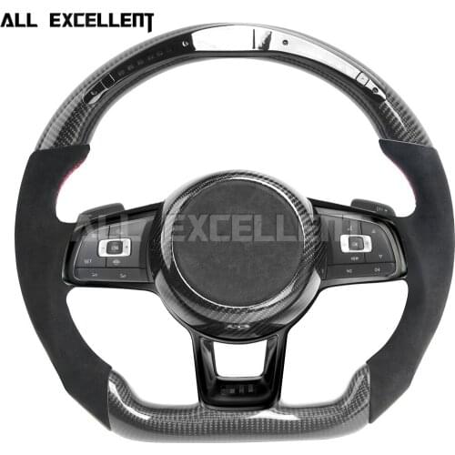 Customized For VW Golf Steering Wheel For MK7/MK7.5 GTI/R With Carbon Fiber+ Alcantara + LED Steering Wheel