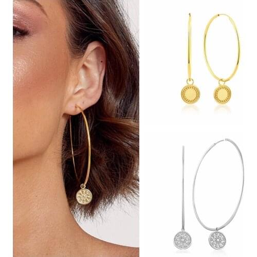 47mm 57mm Trendy Large Hoop Earrings for Women 925 Sterling Silver Big Circle Earring Brincos Loop Earrings Party Jewelry