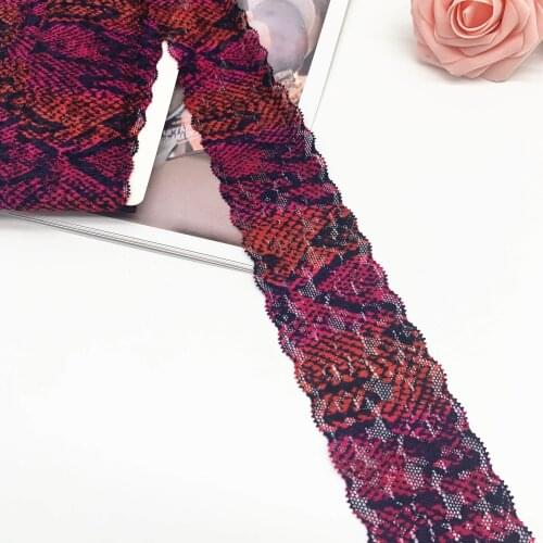 Width 2 1/8 inch 5.50cm Narrow Printed Fuchsia Stretch Lace Trim For Clothing Accessories Dress Sewing Applique Costume Fabric