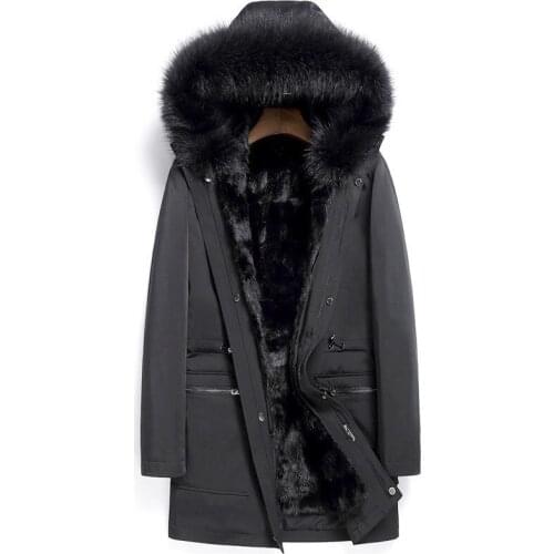 Real Fur Coat Winter Jacket Men Natural Mink Fur Parka Men Fox Fur Collar Warm Parkas Plus Size 5xl Veste Homme Hiver MY1817