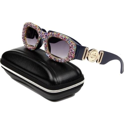 Luxury Crystal Square Small Steam Punk Sunglasses Women Diamond Sun Glasses Men Mirror Lens Brand Unisex Eyeglasses Oculos Gafas