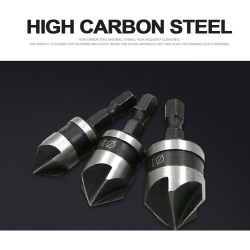 3-piece Drill Bit 5 Slots For 90 Degree Radiator Bevel Cutter For Wood Metal 12/16 / 19mm