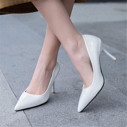 9cm High Heels Shoes Women Pumps Sexy Pointed Toe Wedding Party Shoes Stilettos Black Nude Heeled Shoes Woman Plus Size 45