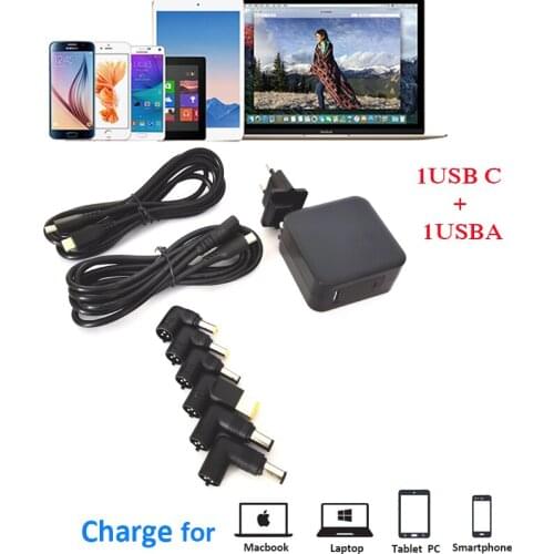 All In 1 Laptop Charger Notebook Adapter With Type-C Type C USB-C Wall Charger For Phone Tablet Macbook Spectre 13 Yoga