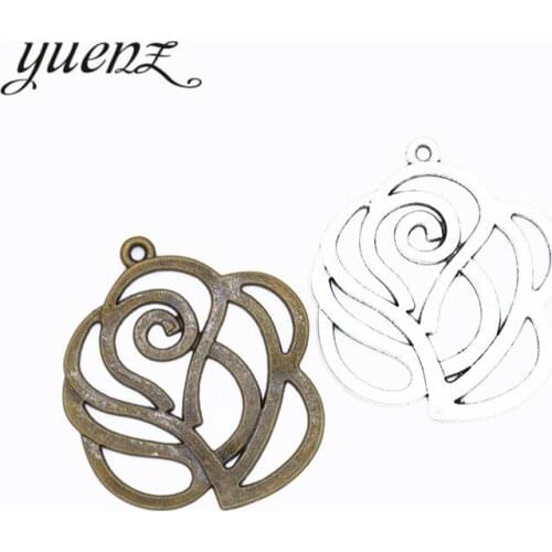 YuenZ 3pcs 2 colour Antique silver color Jewelry DIY flower Charms Pendant Necklace, earring Bracelet 47*42mm Q1134