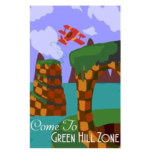 Green Hill Zone Maps Art Retro Vintage Kraft Travel Poster Canvas Painting DIY Wall Sticker Home Bar Posters Decoration