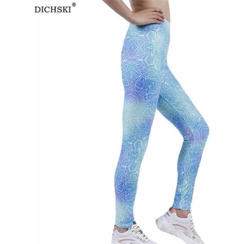DICHSKI Yoga Leggings Women Pants Push Up High Waist Fitness Running Sport Geometry Light Blue Lines Patchwork New Ankle-Length