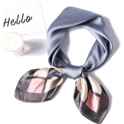 2021 Women Silk Bag Scarf Fashion Office Square Female Hair Neck Scarves Plaid Print Foulard Headkerchief Shawl Hijab Summer New