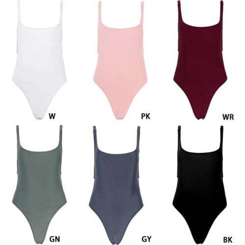 Women Sexy Bikini Push Up One-piece Backless Bikini Solid Color Retro Triangle Swimsuit Swimwear