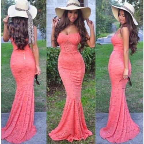 Vestido de noiva Sexy Mermaid Lace 2018 Spaghetti Sweetheart Mermaid Lace Prom Party Gown Custom Made bridesmaid dresses