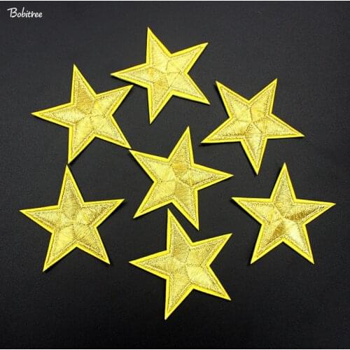 10 pcs Golden Star Patches Iron on Embroidered Applique for Clothes Sewing Supplies Costume Decoration DIY Badges