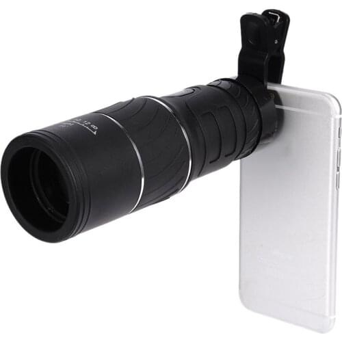 16x52 Dual Focus Zoom Optic Lens Day Night Vision Travel Monocular Telescope HD Optical Monocular with Mobile Phone Holder