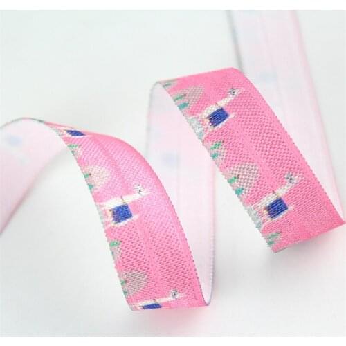 5/8" Cartoon Alpaca printed stretch DIY hair band sewing accesory ribbons 16mm animal elastic ribbon 20 yards