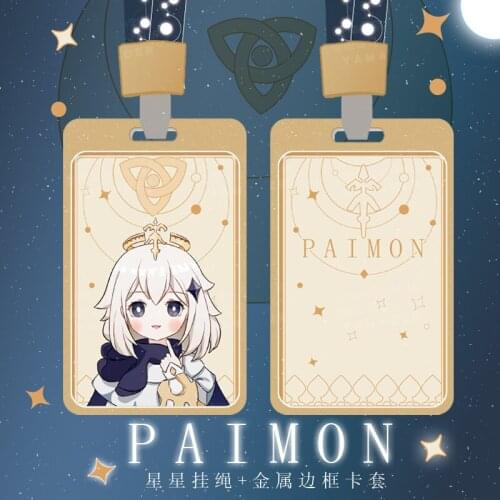 Acrylic Student ID Bus Bank Card Holder Keychain Card Case Cover Box Pendant Toy Prop Decor Cosplay Anime Genshin Impact Paimon