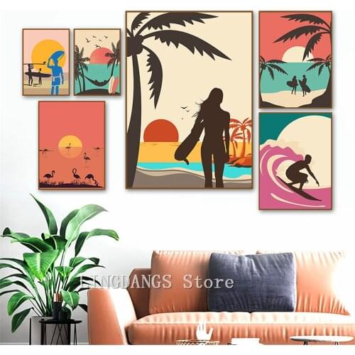 5d Diy Diamond Painting Abstract Beach Man Girl Surf Flamingo Cartoon Diamond Mosaic Embroidery Cross Stitch Art Home Decor Gift