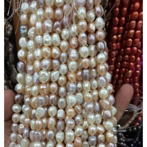 Free Shipping 8-9mm Water White pink purple Freshwater Cultured Pearl Loose Beads 13"