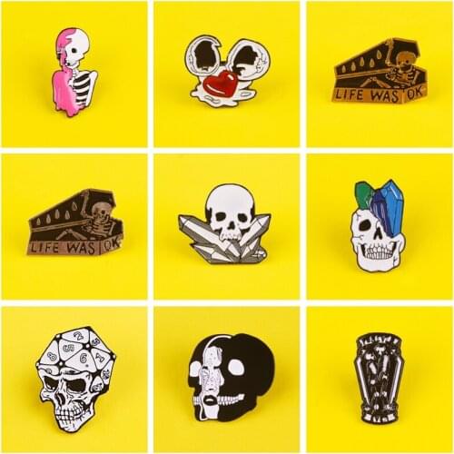 Punk Dark Brooches Enamel Pins Skull Skeleton Coffin Lapel Pins for Backpacks Badges for Clothes Brooch Clothes Lapel Pin Badge