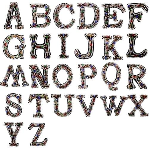 Beads 26 English Letters Patch Diy Accessories Garment Sequins Applique Diamond Nail Bead Patch Tide for Name Badges TH717