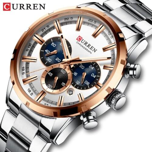 Men Watch CURREN Top Brand Sports Luxury Quartz Mens Watches Full Steel Waterproof Chronograph Wristwatch Men Relogio Masculino