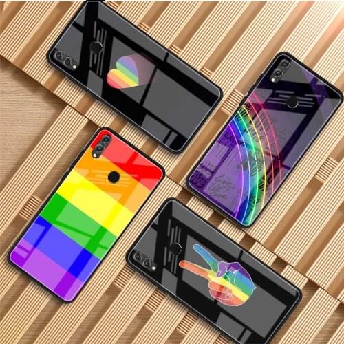 Gay Lesbian LGBT Rainbow Pride ART DIY Luxury Tempered Glass Phone Case For Huawei P20 P30 P40 Lite PRO Mate 20 30 Lite Pro