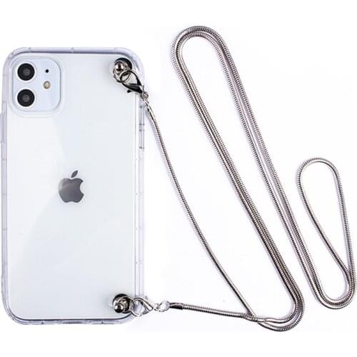 Fashion Lanyard Strap Case For Xiaomi Redmi 7A Note 7 8 pro mi 8 9 SE CC9E Metal Necklace Crossbody Plating Silicone Phone Cases