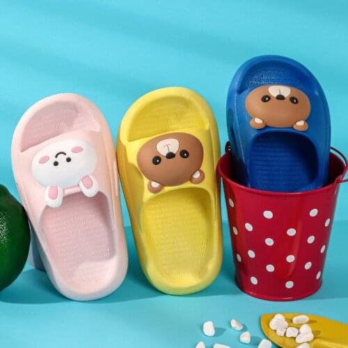 Rabbit Kids Slippers New Summer Bear Boys Girls Slide Cute PVC Non-slip Children Beach Shoes Baby Home Sandals Kids Flip Flops