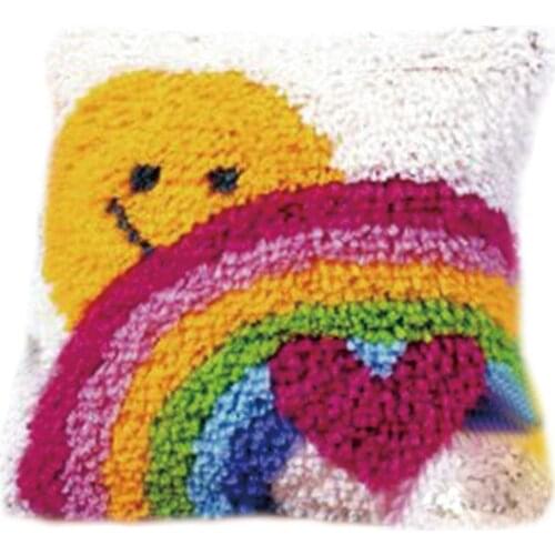 DIY Latch Hook Kits Rug Pillowcase Crocheting Cushion Carpet Canvas Rugs Mat Cartoon Sewing Needlework for Adults Kids Baby Gift