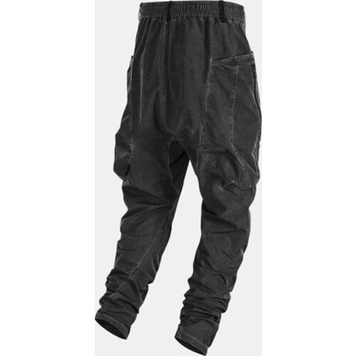 Men Pants Trousers Nosucism Dyed Pants with Wide Side Pockets and Hem Zipper Techwear Ninjawear Streetwear Aesthetic