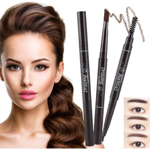 Double Heads Automatic Eyebrow Pencil Waterproof Long-lasting Pen with Eyebrow Brush SANA889