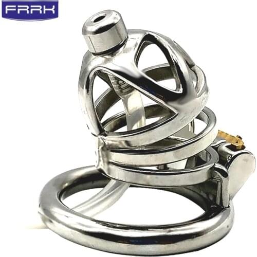 FRRK05A Male Chastity Cage, Stainless Steel Restraint Penis Belt With Adult Game Ring, Base Ring, Activities, Lock Ring, Sex Toy