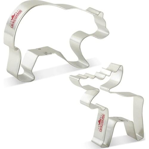 KENIAO Mountain Wildlife Cookie Cutters Set - 2 Piece - Grizzly Bear, Moose animal Cookie Cutters - Stainless Steel