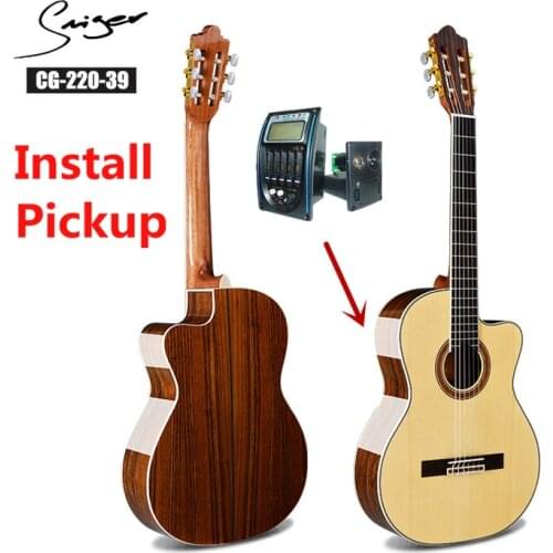 Spruce Classical Guitar Acoustic Electric Nylon String 39 Inches Guitarra 6 Strings Walnut Pickup Cutaway Guitars Wood Color