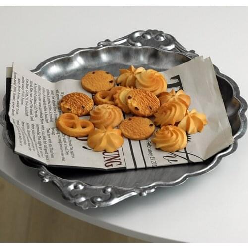 Classic Gold Silver Iron Storage Tray Bread Dessert Plate Home Storage Organizer Wedding Decoration Accessories For Fruit Cakes