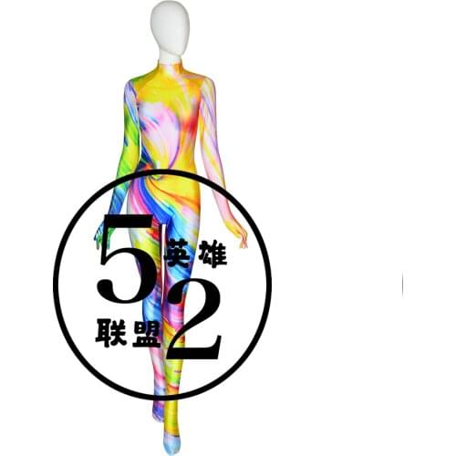 Graffiti Zentai Cosplay Costume Custom Made Catsuit Halloween Bodysuit with Tail