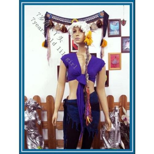Lycra Cotton Belly Dance Sleeveless Wrap Top Velvet Fat Chance Tribal Costume AH46 51