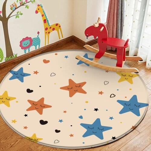 Tapis Hot Sales Rug Children Flannel Carpet Rug Animal Puzzle Game Star Learn For Baby Play Round Carpet In The Childrens Room