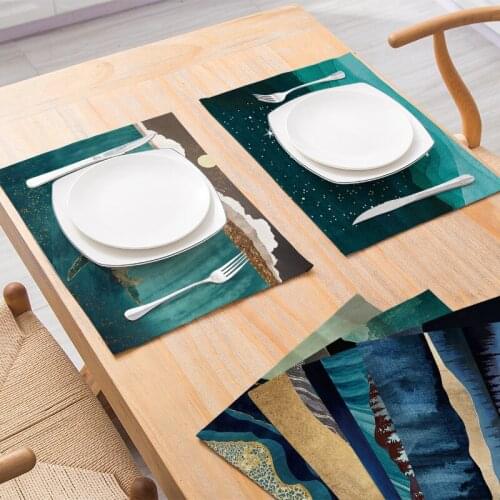 Fuwatacchi Landscape Painting Pads for Dining Table Placemat Bowl Drink Coasters Cup Mats Kitchen Napkins Decorative Accessories